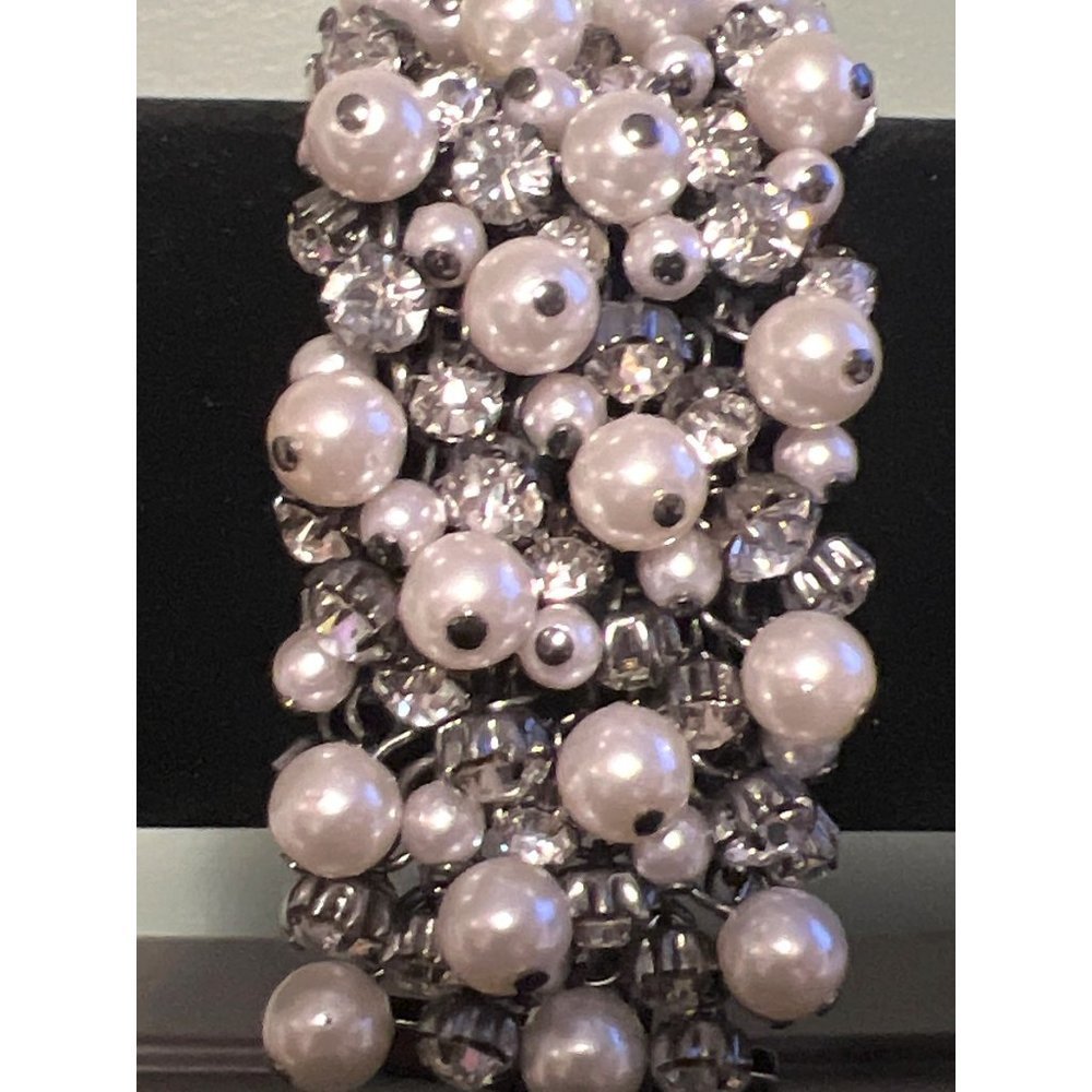 Premier Designs "Enamored" Black Hematite With Faux Pears & Crystals